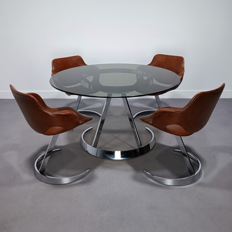 Boris Tabacoff scimitar table & 4 armchair