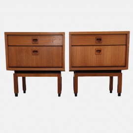 Pair vintage teak nightstands
