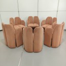 Set of 6 suede armchairs