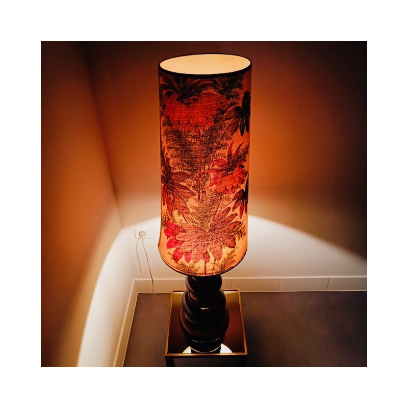 Seventies table lamp - floral shade