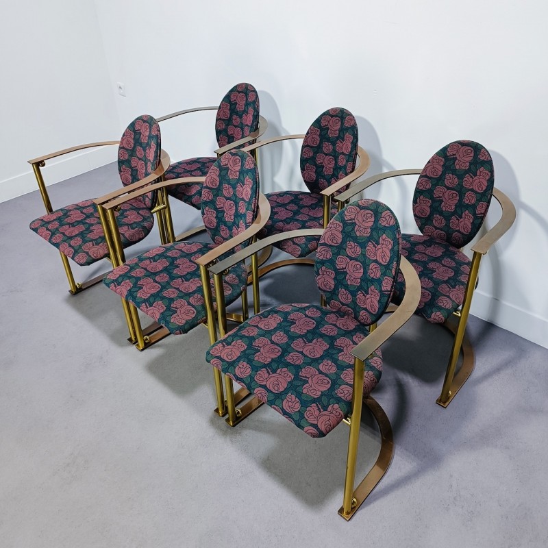 Hollywood Regency dining table & 6 armchairs - Belgo Chrom