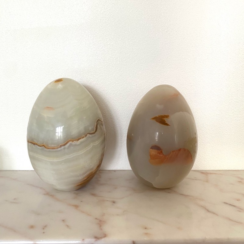 Pair of vintage onyx eggs