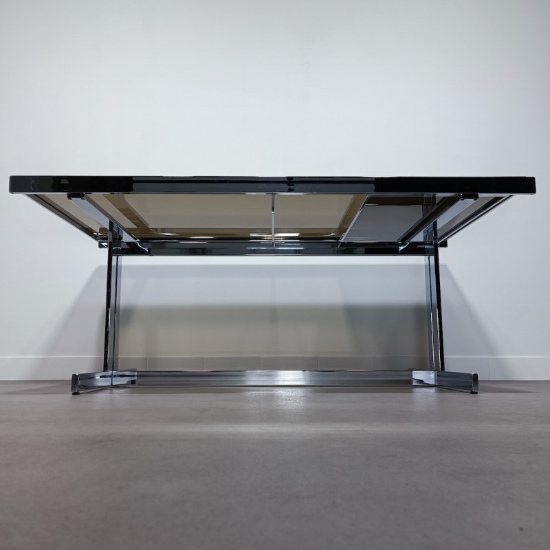 Extendable chrome dining table - style Milo Baughman