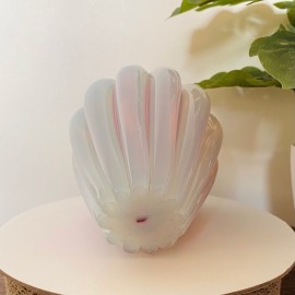 Iridescent opaline & pink Murano vase - style Seguso