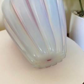 Iridescent opaline & pink Murano vase - style Seguso