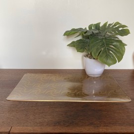 Op Art gold swirl tray by MF Crystal & Art Glass MNFC Denmark