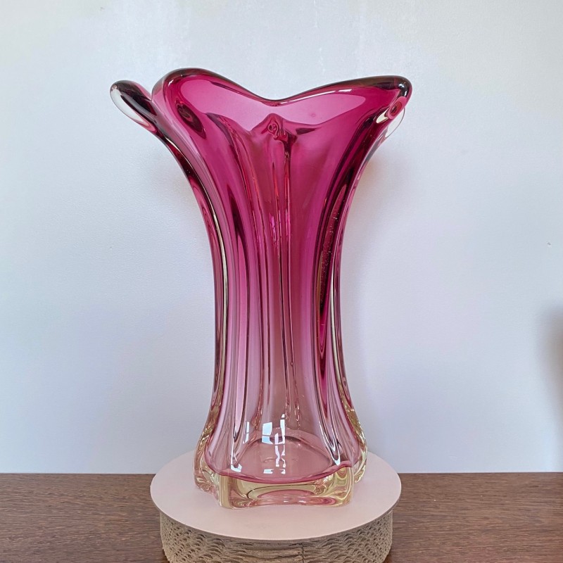 Very large pink vase of  Fratelli Toso - chambord
