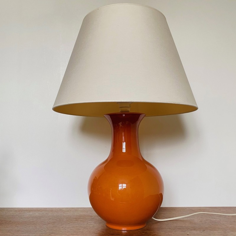 Vintage orange ceramic table lamp