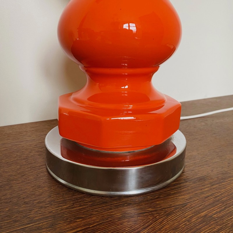 MCM orange & chrome table lamp