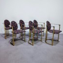 Set of 6 Belgo Chrome armchairs in brass and copper