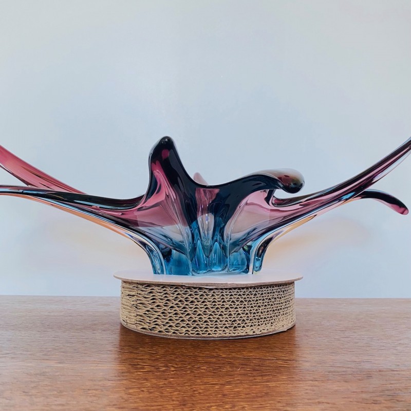 Large pink and blue Murano bowl - Sommero