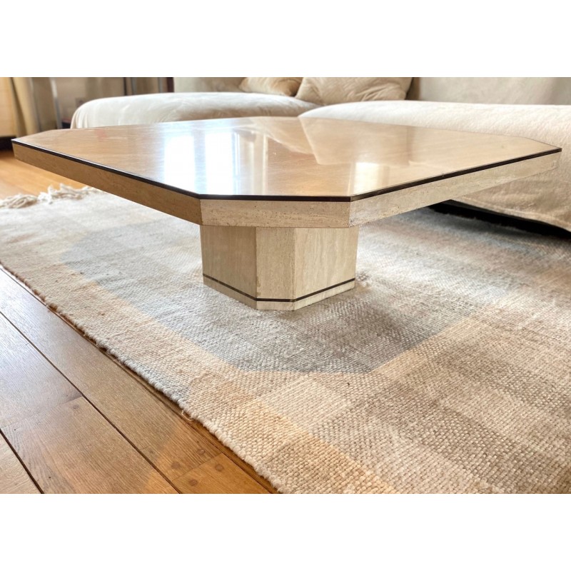Travertine coffee table by Willy Rizzo
