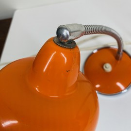 Pair small orange & chrome desk lamps