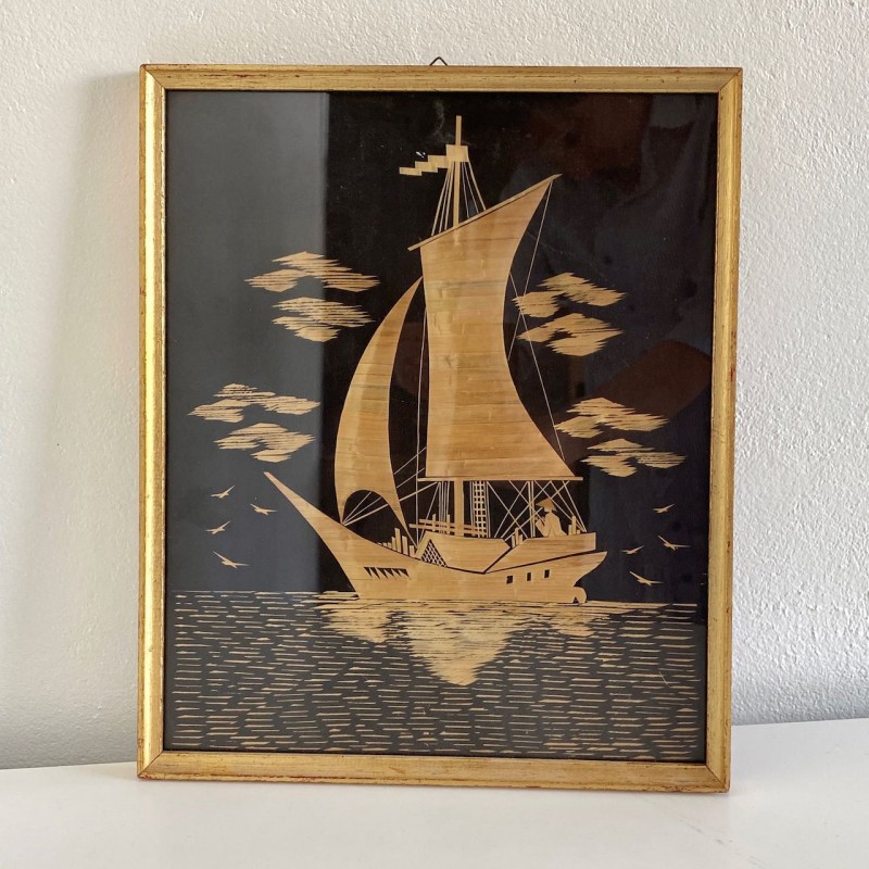 Chinoiserie vintage stro art - Zeilboot