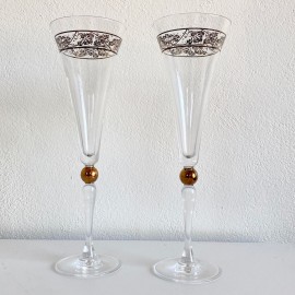 Paar Godiva kristallen champagne glazen - Millennium - 24K