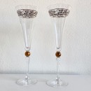 Pair crystal Godiva champagne glasses