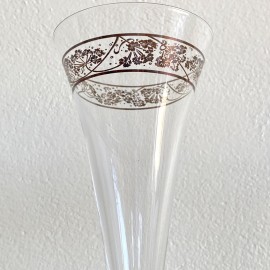 Pair crystal Godiva champagne glasses