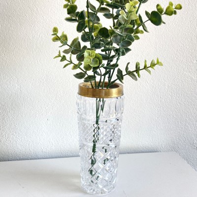 Crystal vase with brass rim