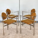 Set of 4 Belgo Chrom steel armchairs with bouclé