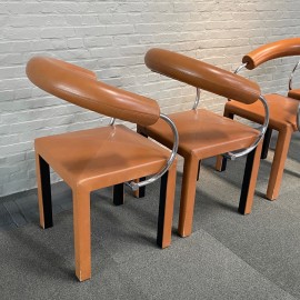 Set of 4 leather Arcosa chairs by Paola Piva