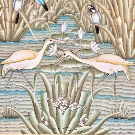 Oil on canvas - Birds in the river