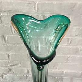 Large green & amber Murano vase - Sommerso