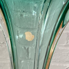 Grote groene & amberkleurige Murano vaas - Somerso techniek