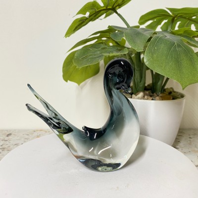 Smokey glass swallow bird statue - V. Nason & C. Murano