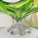 Sunburst shaped Murano centerpiece in lime green & fushsia  - Sommerso