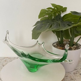 Groene Murano glazen gondel  - Sommerso techniek