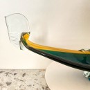 Donker groenen & amberkleurig Murano gondel - Sommerso techniek