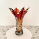 Red, Amber & blue Murano glass vase - Sommerso