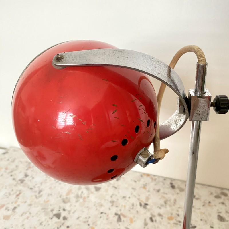 Rode eye ball bureau lamp - Space Age Jaren 60 - Goffredo Reggiani