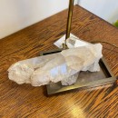 Bronzen tafel lamp met bergkristal quartz - Frankrijk - Jaren 70