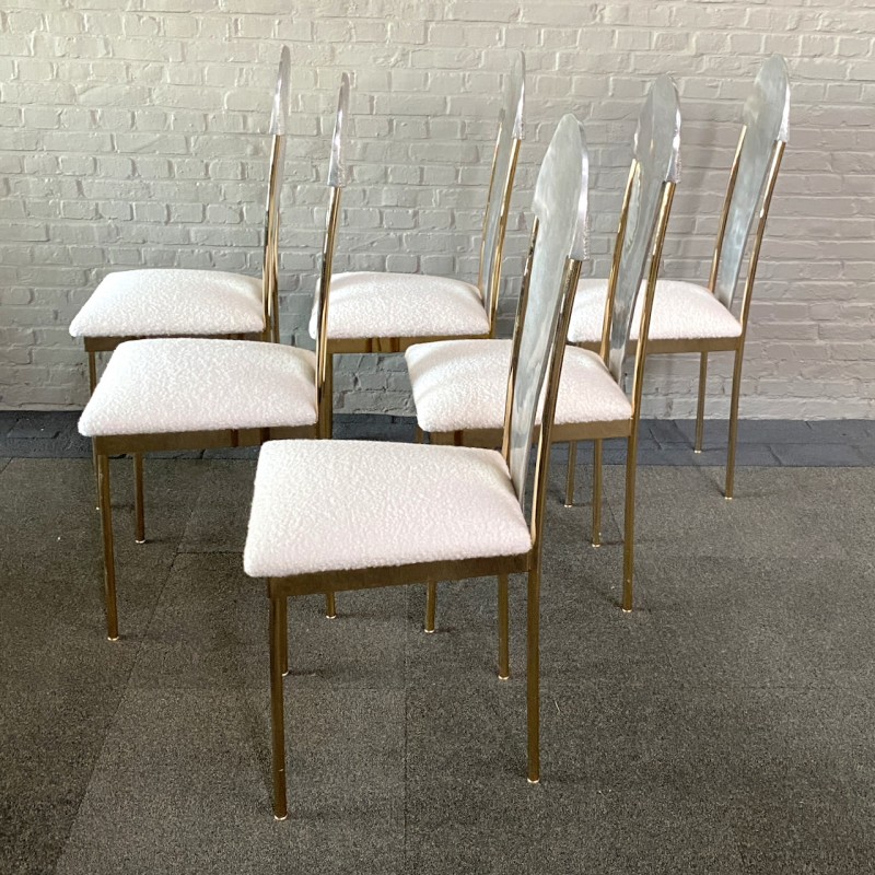 Set van 6 glamoureuze eetkamerstoelen met de rug in de vorm van een schelp - Laat jaren 80