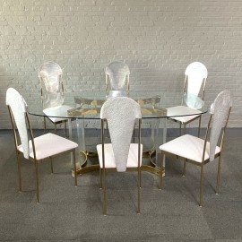 Set van 6 glamoureuze eetkamerstoelen met de rug in de vorm van een schelp - Laat jaren 80