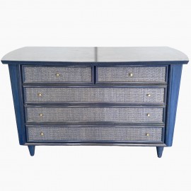 Gasparucci Italo blue chest of drawers braided  rattan - Italy 1980's