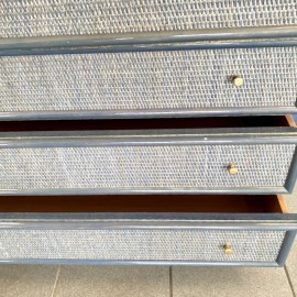 Gasparucci Italo blue chest of drawers braided  rattan - Italy 1980's