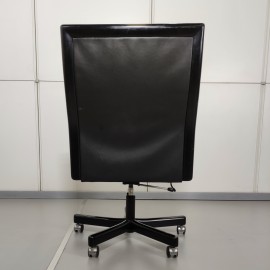 Lübke black leather office chair - Germany 1980's