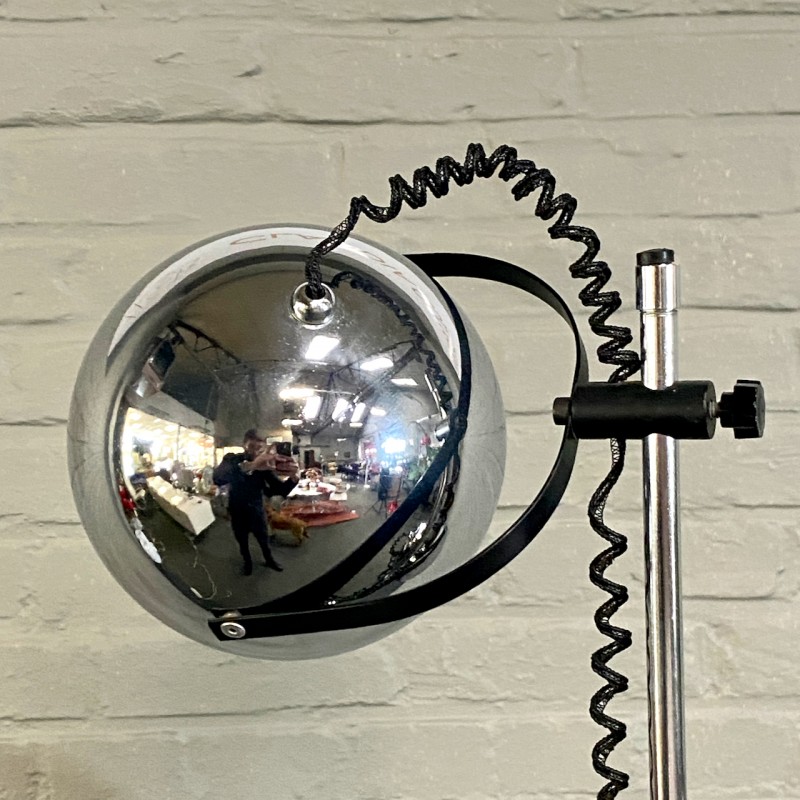 Goffredo Reggiani stijl chroom eyeball vloerlamp - Space Age jaren 60