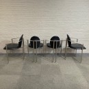 Set of 4 black leather Belgo Chrom armchairs - Belgium 1980's