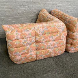 Origineel Ligne Roset sofa set van Michel Ducaroy met bloemen - Frankrijk, jaren 70