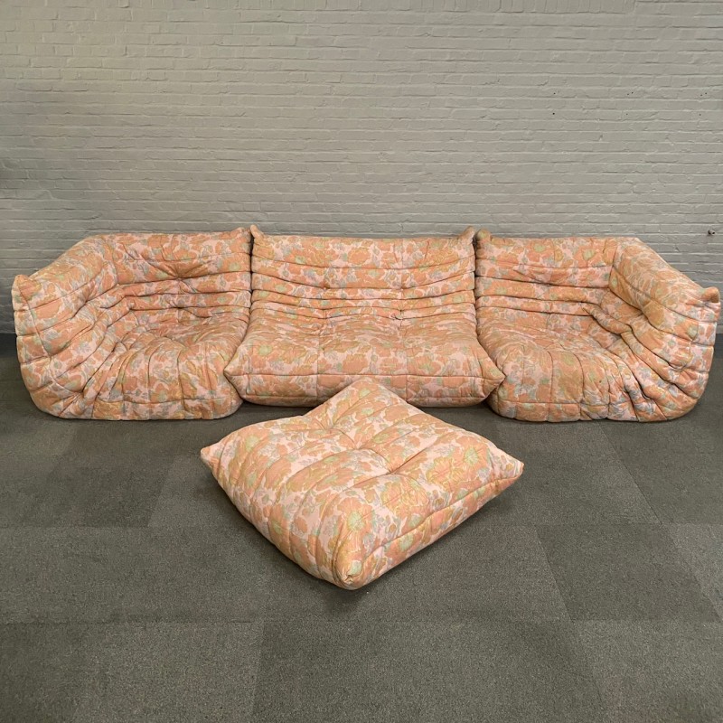 Original Ligne Roset floral sofa set by Michel Ducaroy - France 1970's