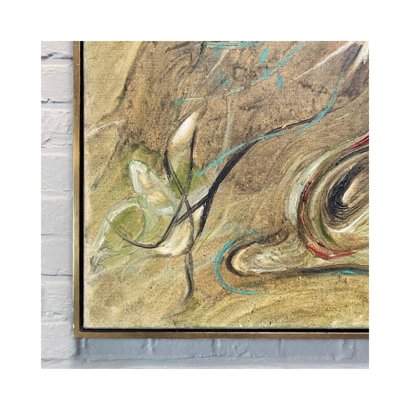 Abstract painting by H. Catteau - oil on canvas - dated 1961