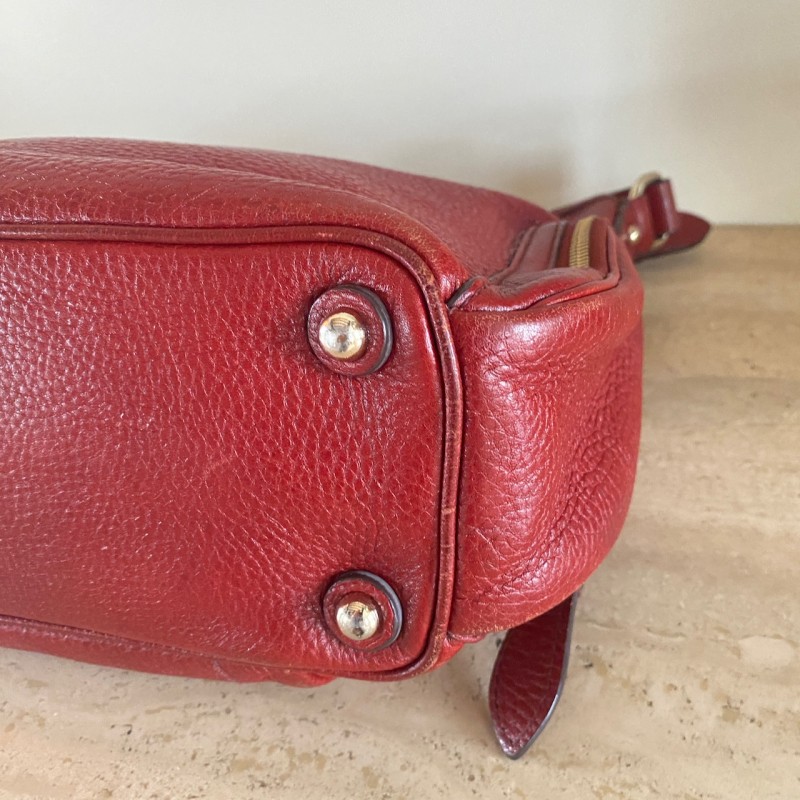 Vintage Burberry bordeaux red leather shoulder bag - 2010