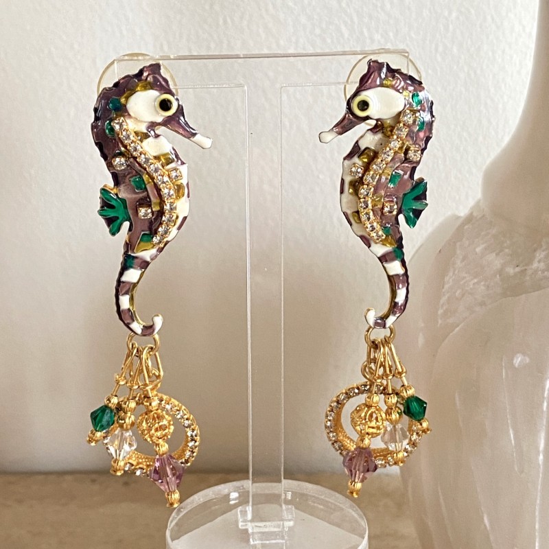 Vintage Lunch at the Ritz seahorse earrings - 2000's