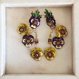 Vintage Lunch at the Ritz pansy clip earrings - 2000's