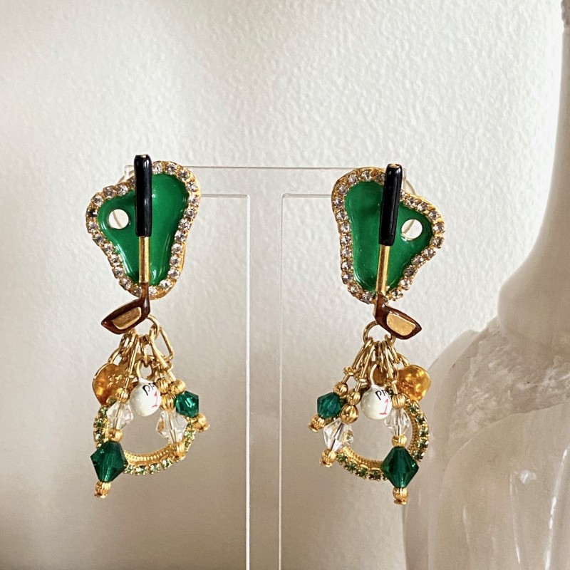 Vintage Lunch at the Ritz golf club pin earrings - 2000's