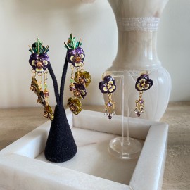 Vintage Lunch at the Ritz pansy clip earrings - 2000's