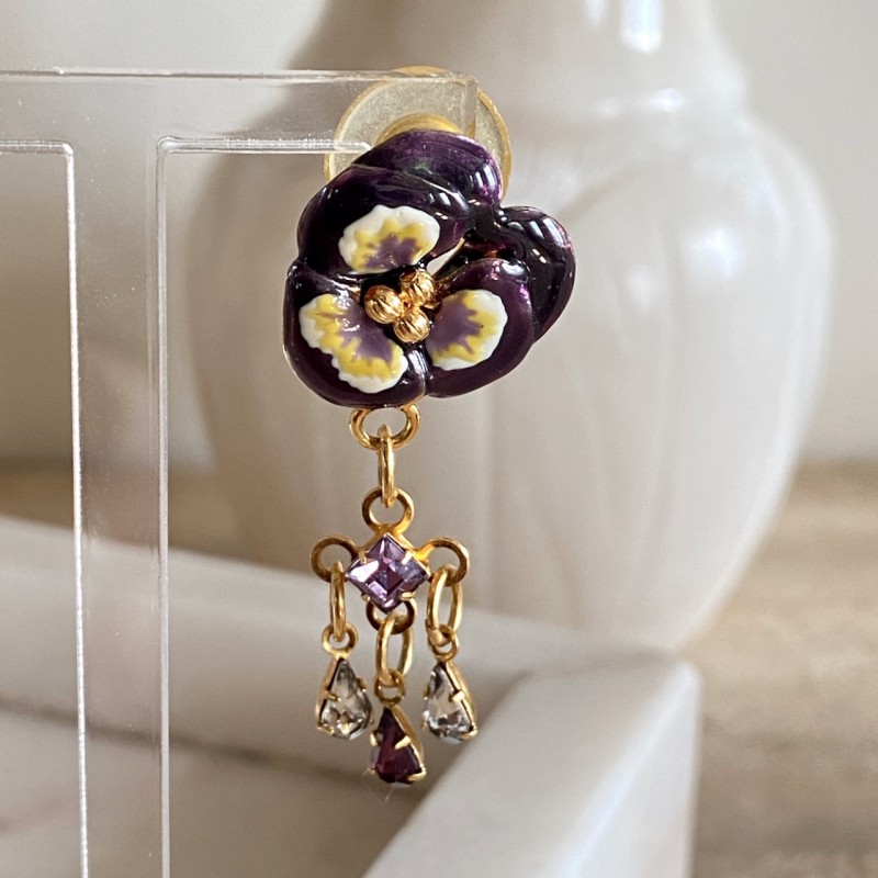 Vintage Lunch at the Ritz small pansy pin earrings - 2000's